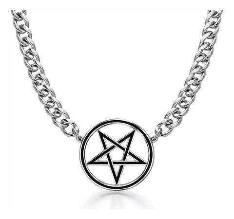 Collar Para Hombre Mujer Choker Gargantilla Dije Pentagrama Negro