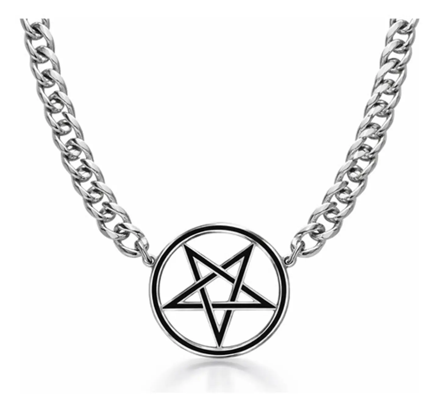 Collar Para Hombre Mujer Choker Gargantilla Dije Pentagrama Negro 1