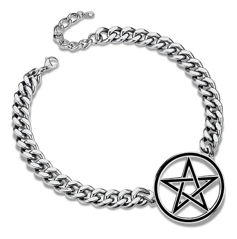 Collar Para Hombre Mujer Choker Gargantilla Dije Pentagrama Negro