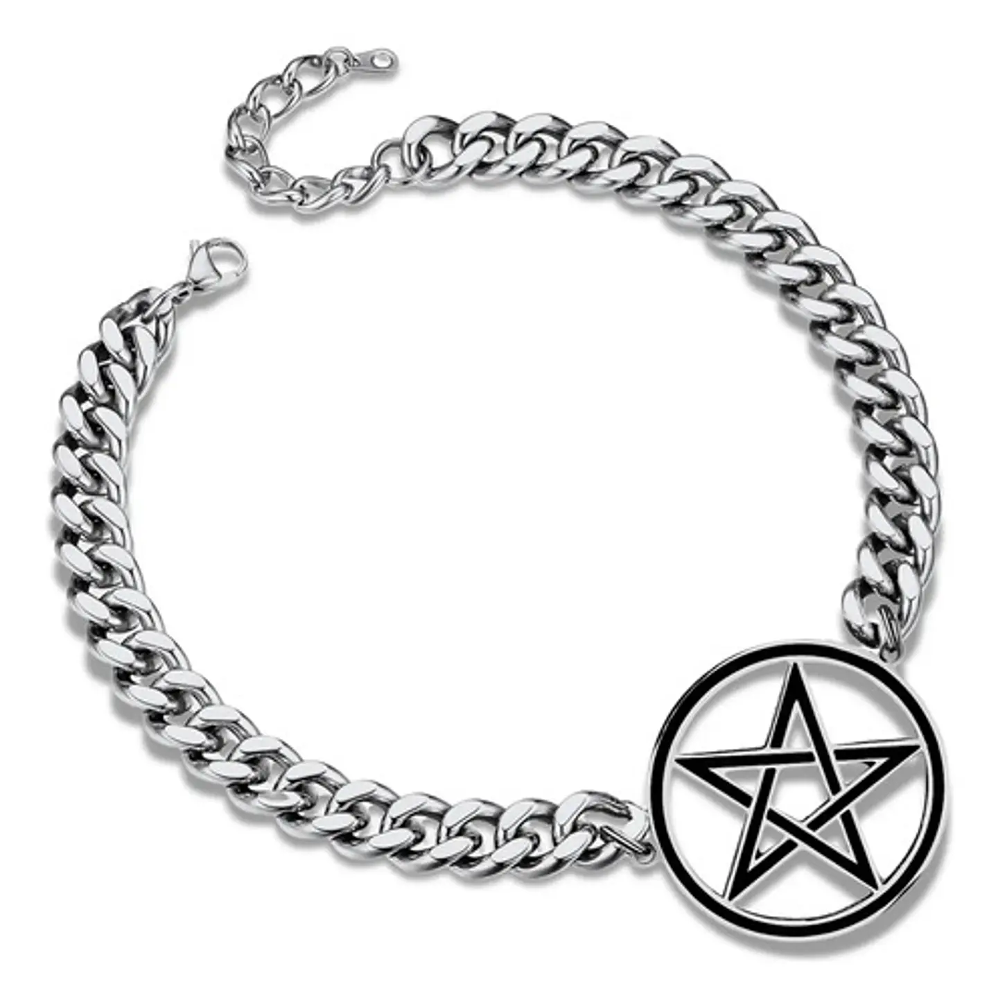 Collar Para Hombre Mujer Choker Gargantilla Dije Pentagrama Negro 2