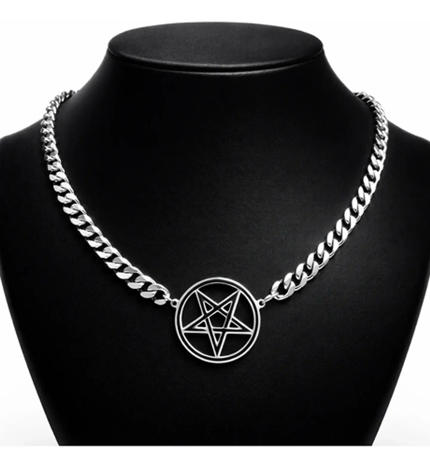 Collar Para Hombre Mujer Choker Gargantilla Dije Pentagrama Negro 3