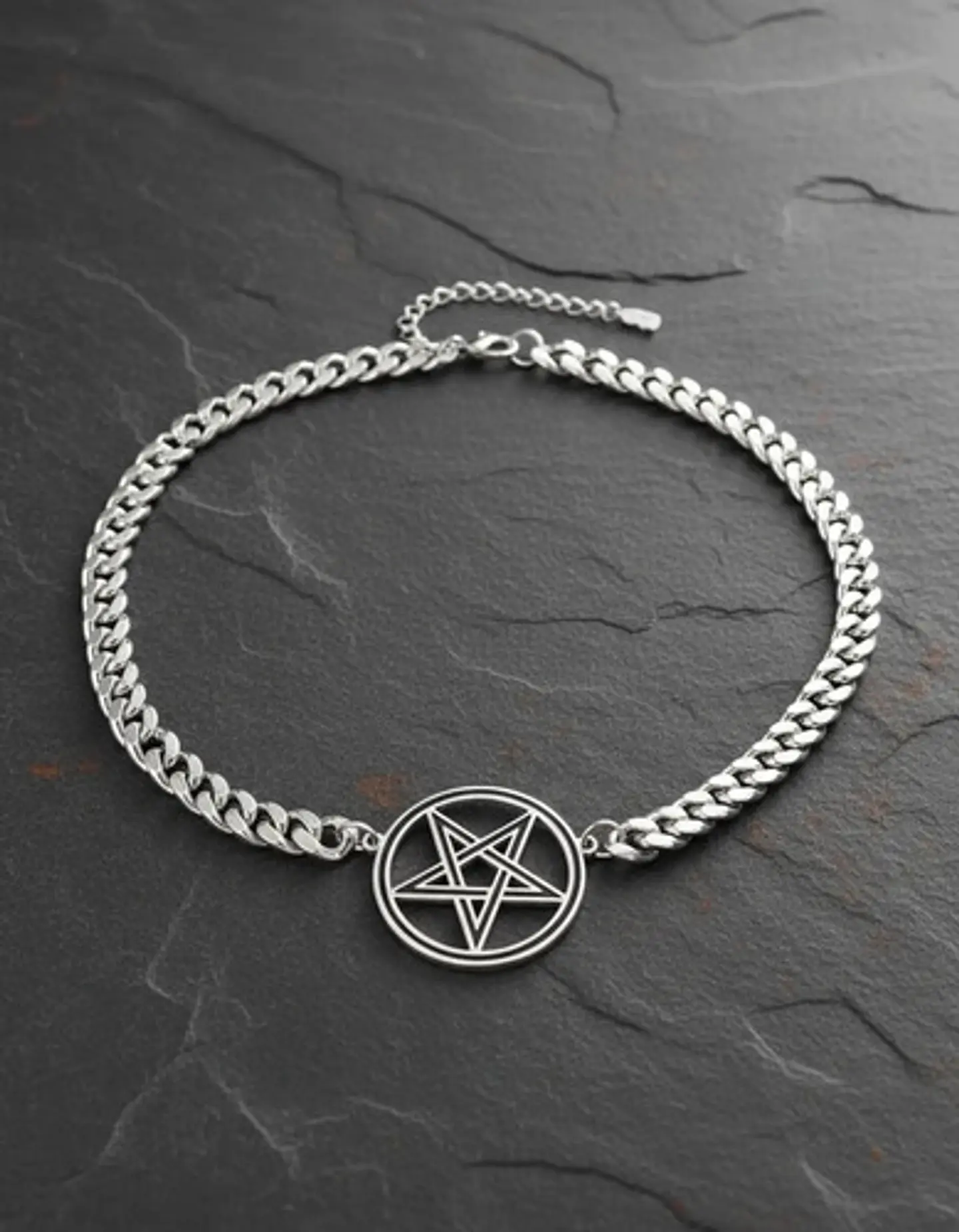 Collar Para Hombre Mujer Choker Gargantilla Dije Pentagrama Negro 4