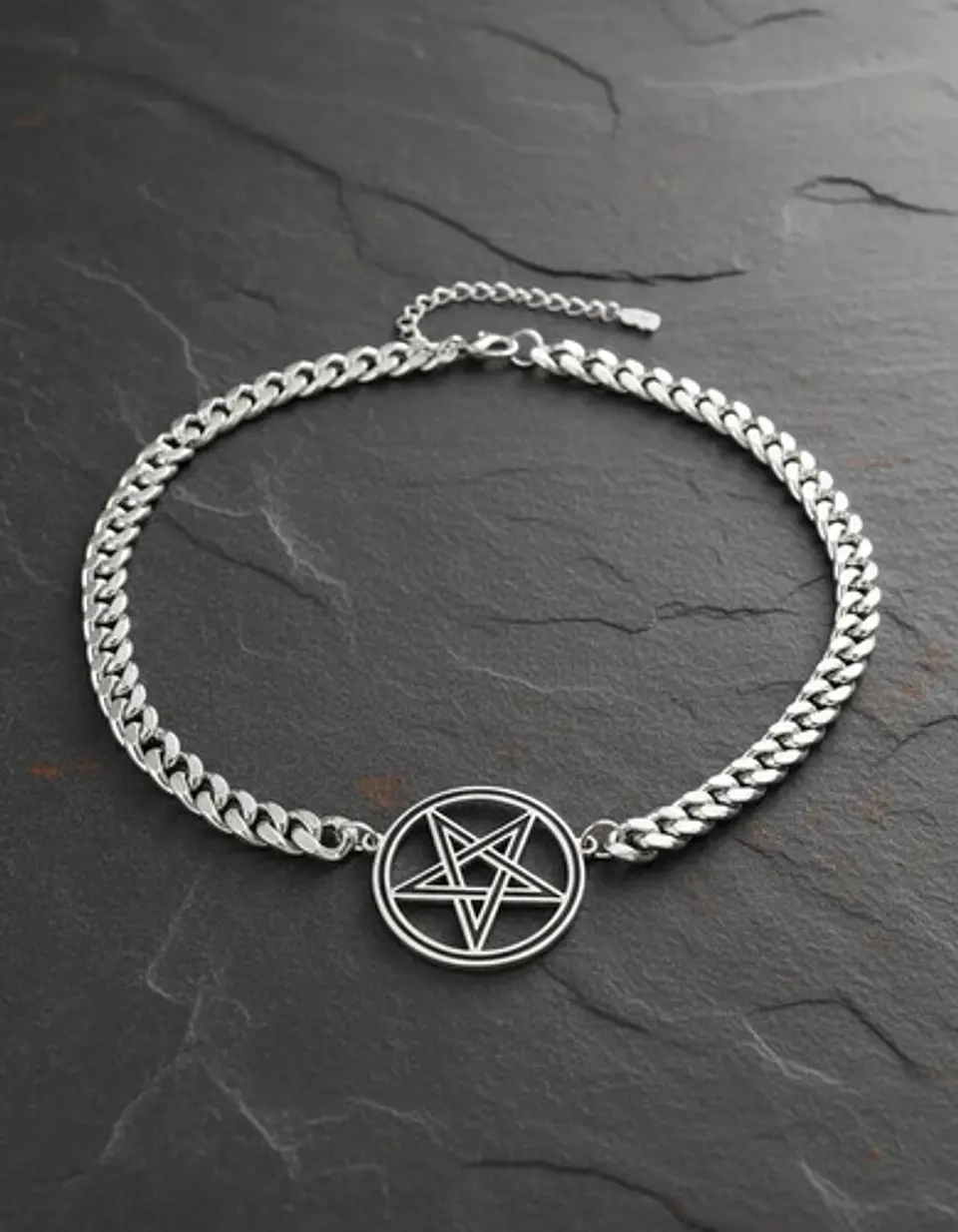 Collar Para Hombre Mujer Choker Gargantilla Dije Pentagrama Negro 4