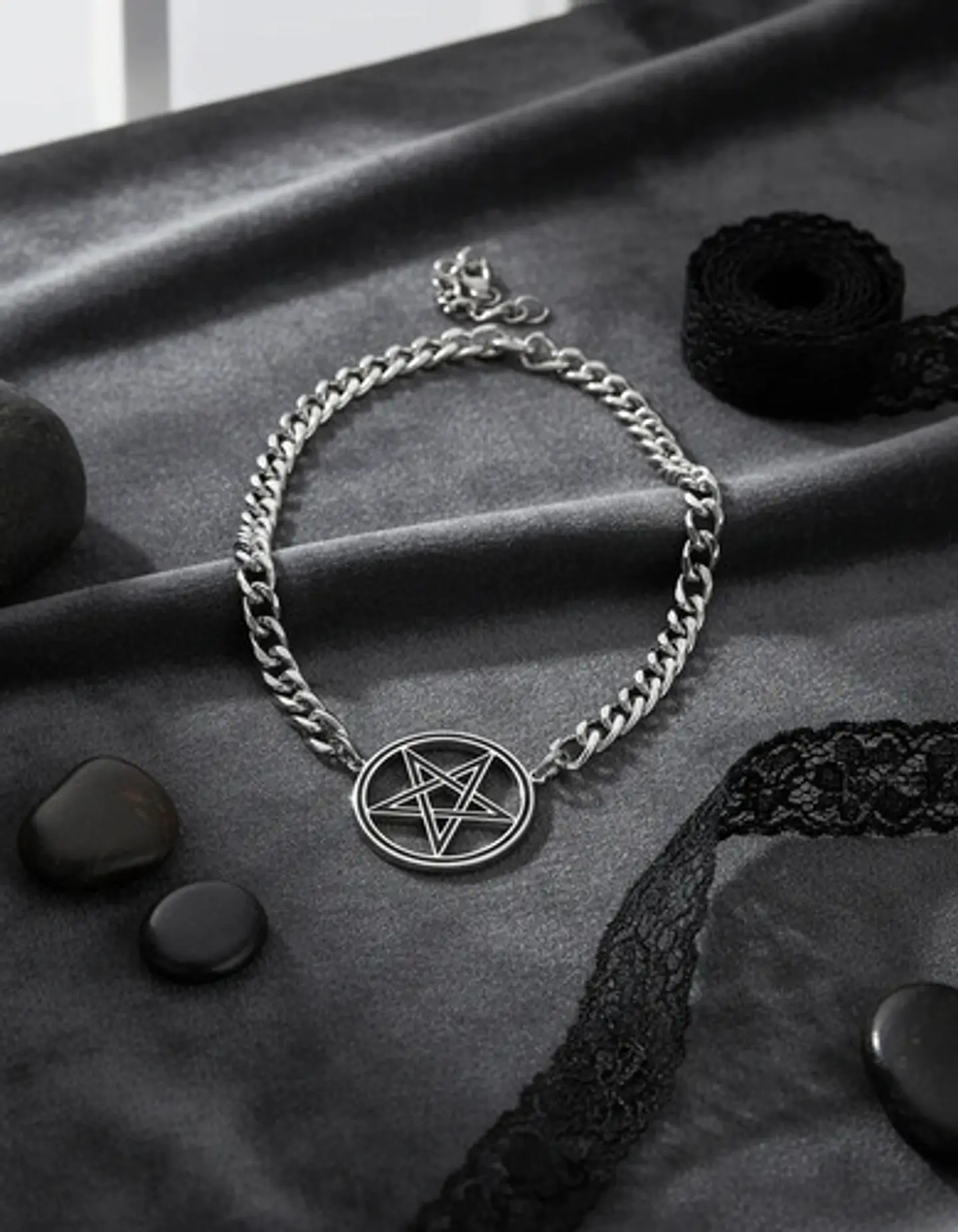 Collar Para Hombre Mujer Choker Gargantilla Dije Pentagrama Negro 7