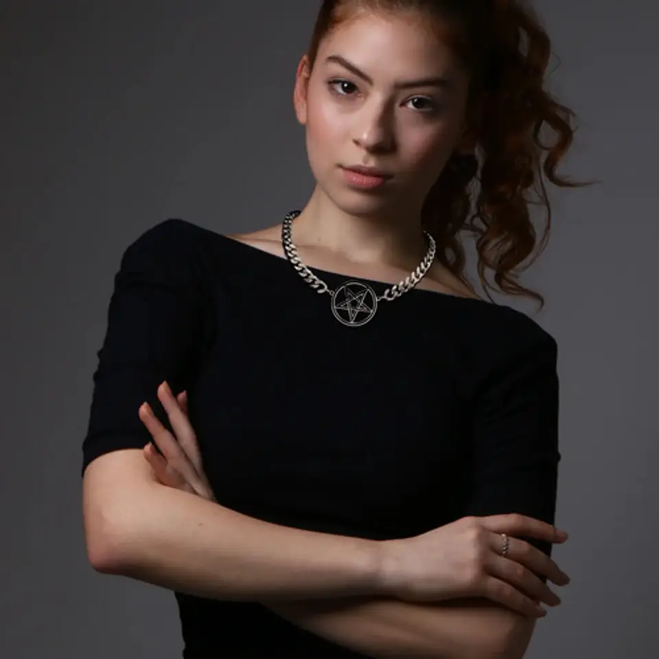 Collar Para Hombre Mujer Choker Gargantilla Dije Pentagrama Negro 9