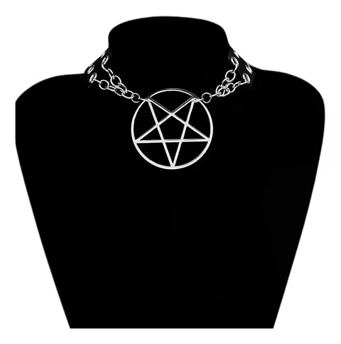 Collar Choker Para Mujer Con Dije Cruz Estrella Pentagrama 
