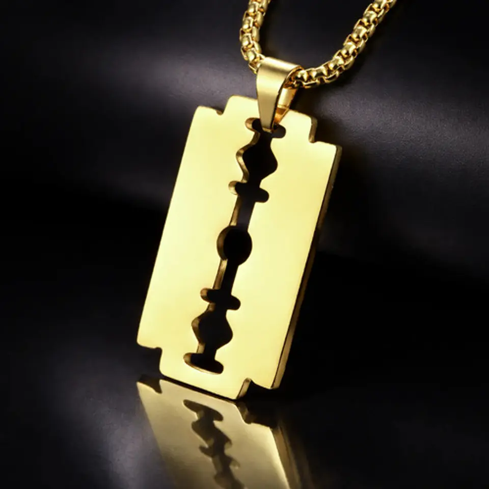 Collar Para Hombre Y Mujer Dije Cuchilla Barbero Color Negro 5