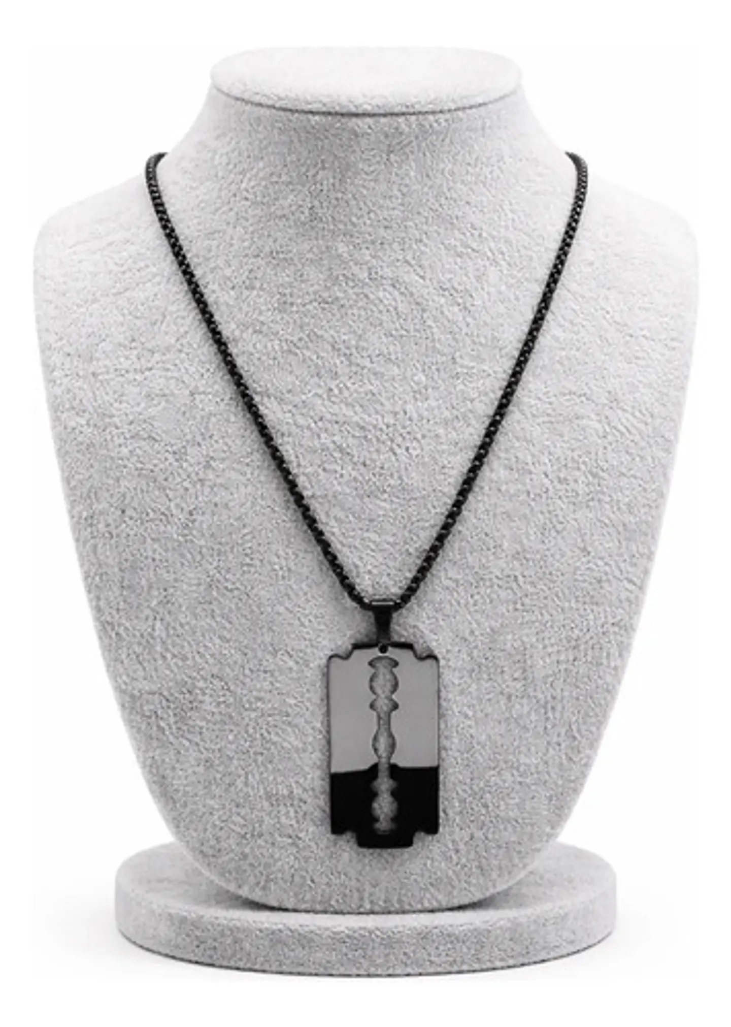 Collar Para Hombre Y Mujer Dije Cuchilla Barbero Color Negro 10