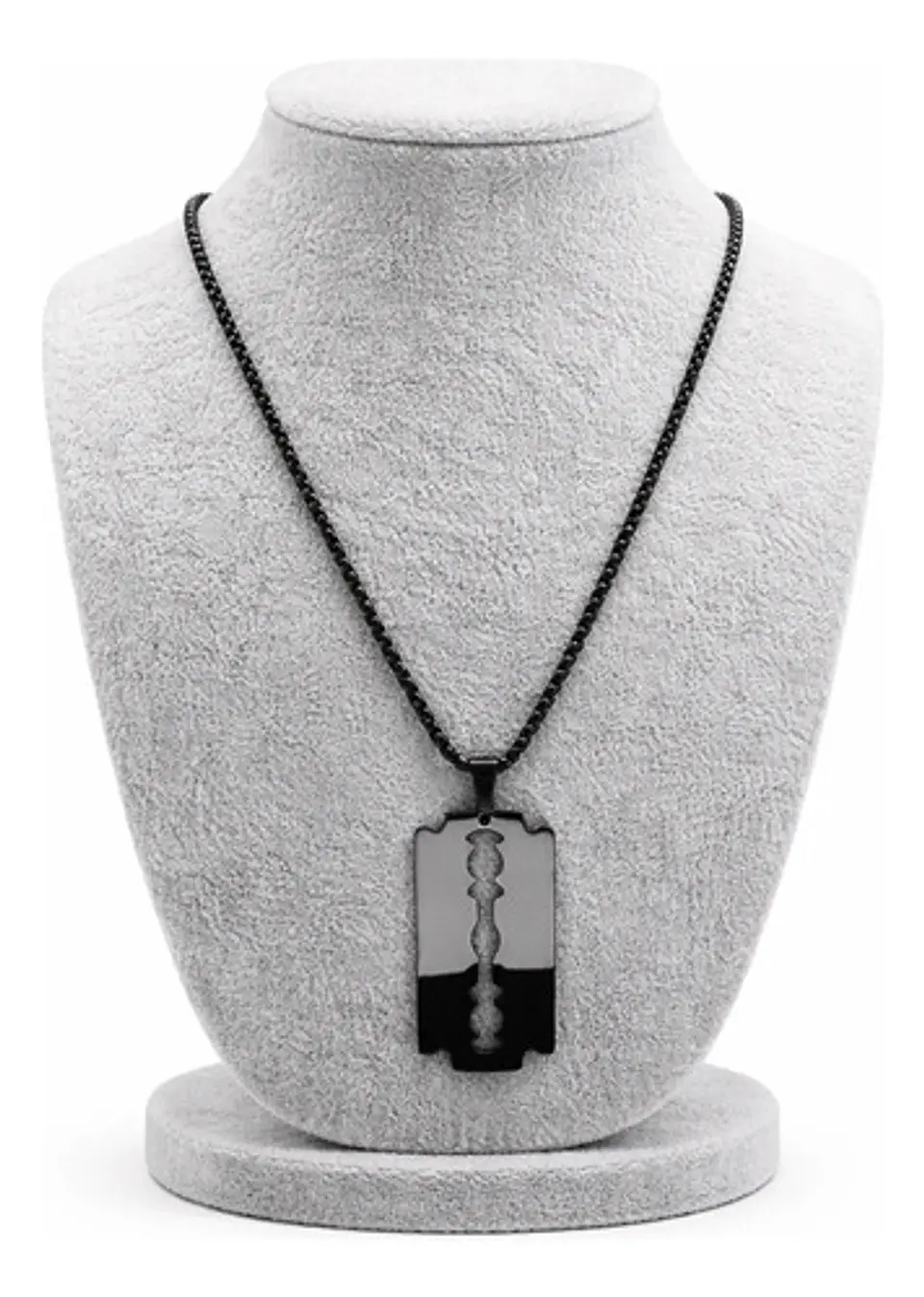 Collar Para Hombre Y Mujer Dije Cuchilla Barbero Color Negro 10