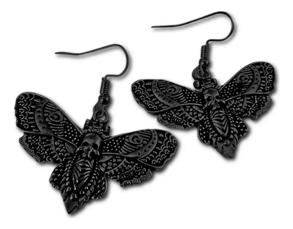 Aretes Pendientes Para Mujer Colgantes Polillas Color Negro  1