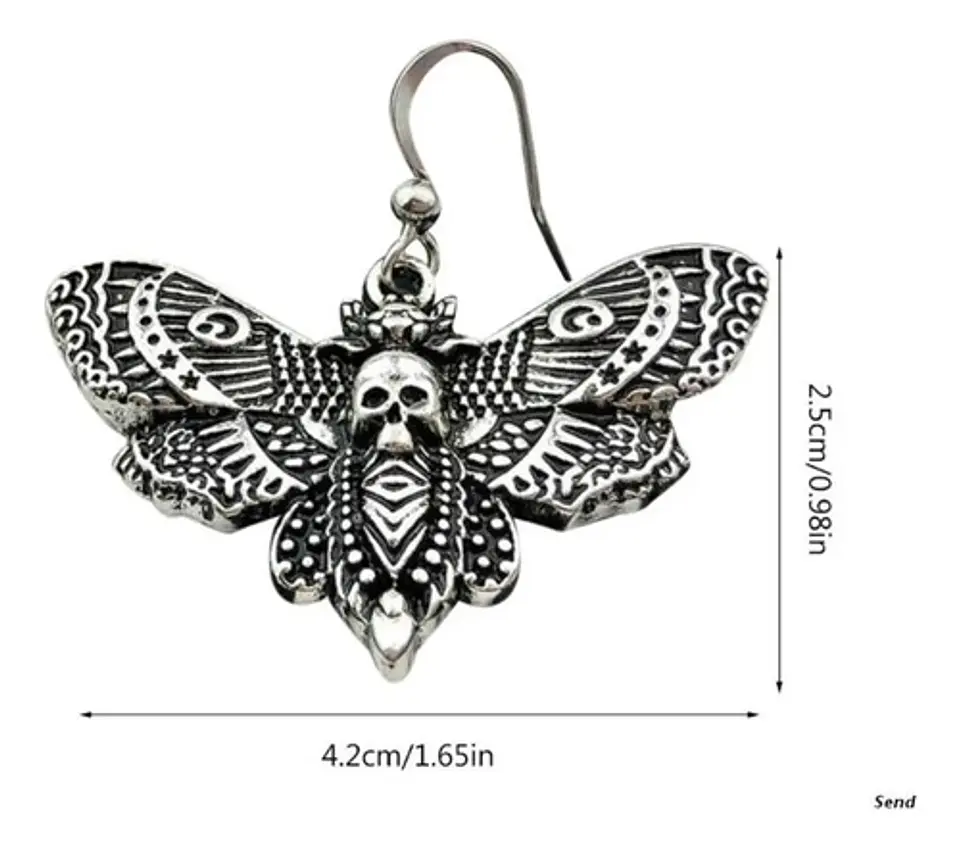 Aretes Pendientes Para Mujer Colgantes Polillas Color Negro  4