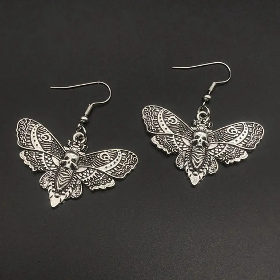Aretes Pendientes Para Mujer Colgantes Polillas Color Negro  8