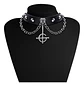 Collar Choker Para Mujer Dije Cruz Invertida Ghost Bc Rock  Plateado - Miniatura 2