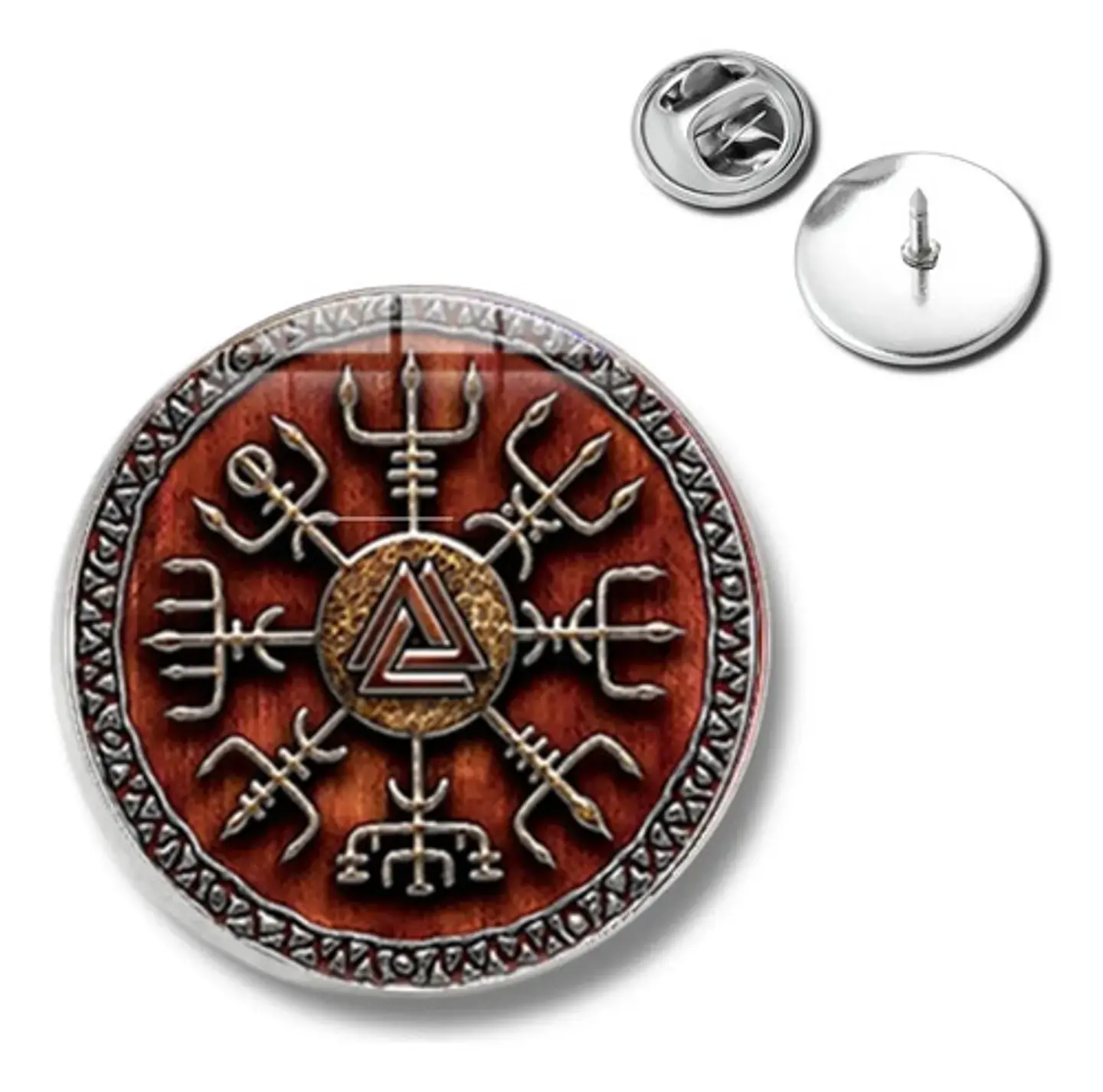 Broche Insignia Hombre Y Mujer Pin Vegvisir Brujula Vikinga 1