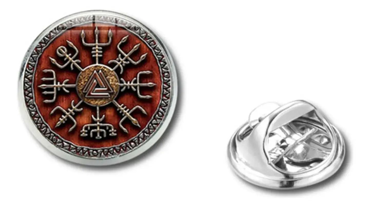 Broche Insignia Hombre Y Mujer Pin Vegvisir Brujula Vikinga 3