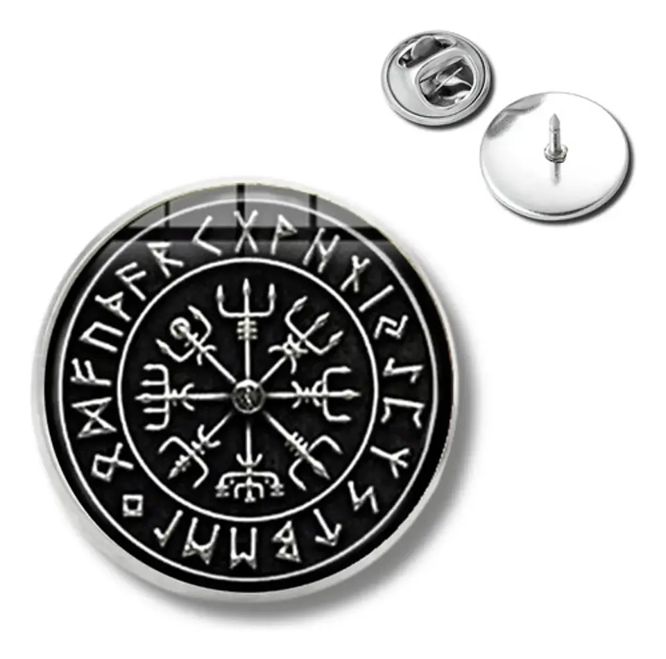 Broche Insignia Hombre Y Mujer Pin Vegvisir Brujula Vikinga 6