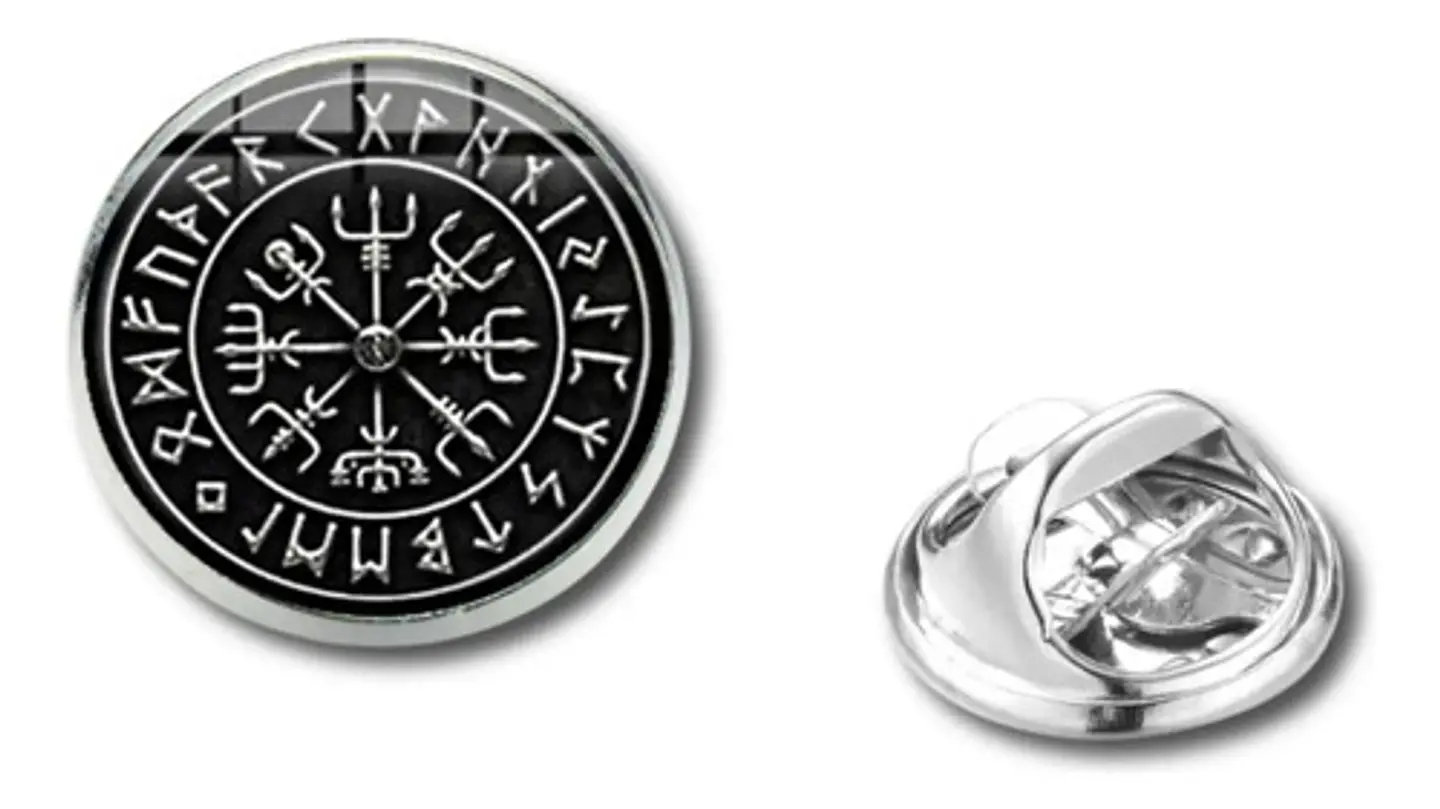 Broche Insignia Hombre Y Mujer Pin Vegvisir Brujula Vikinga 7