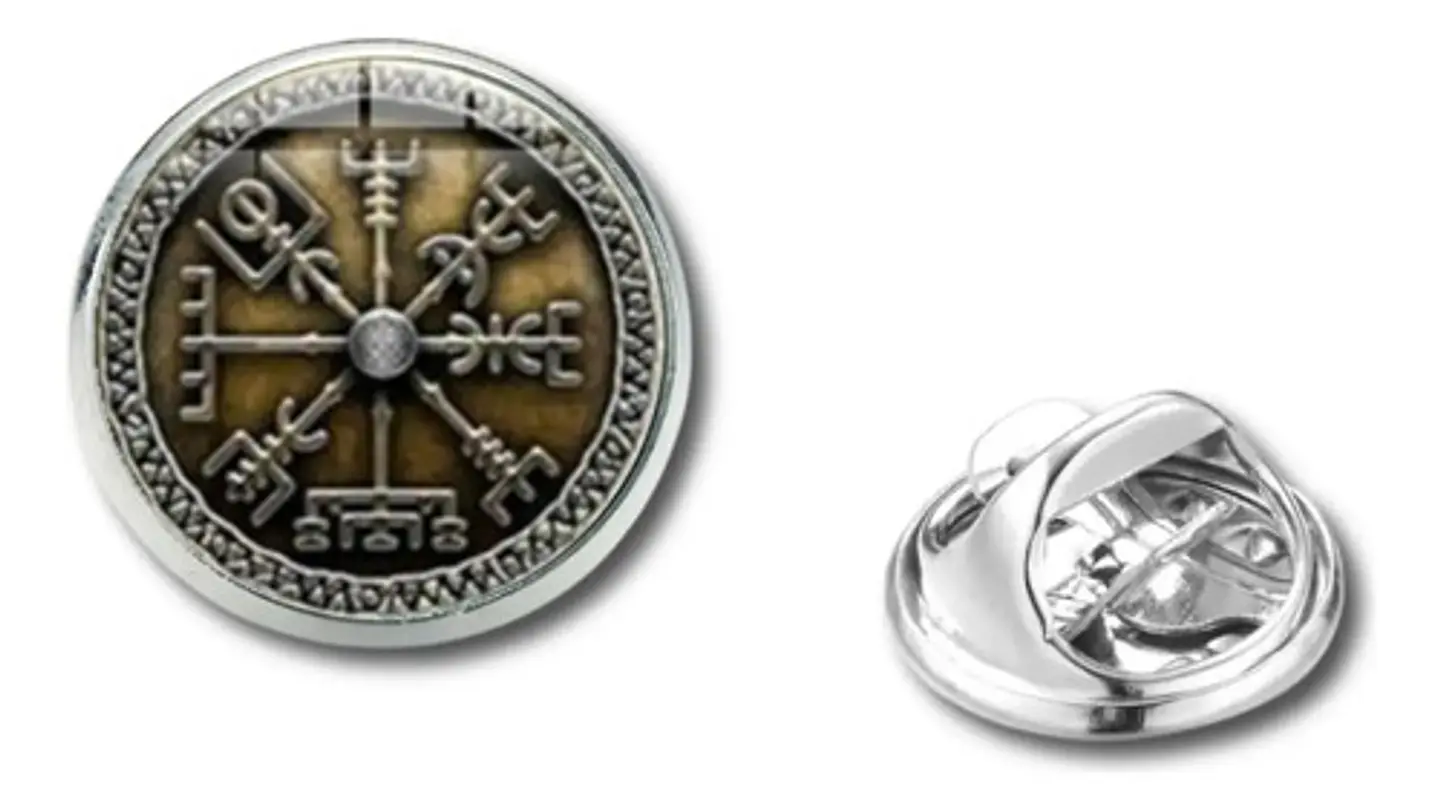 Broche Insignia Hombre Y Mujer Pin Vegvisir Brujula Vikinga 10