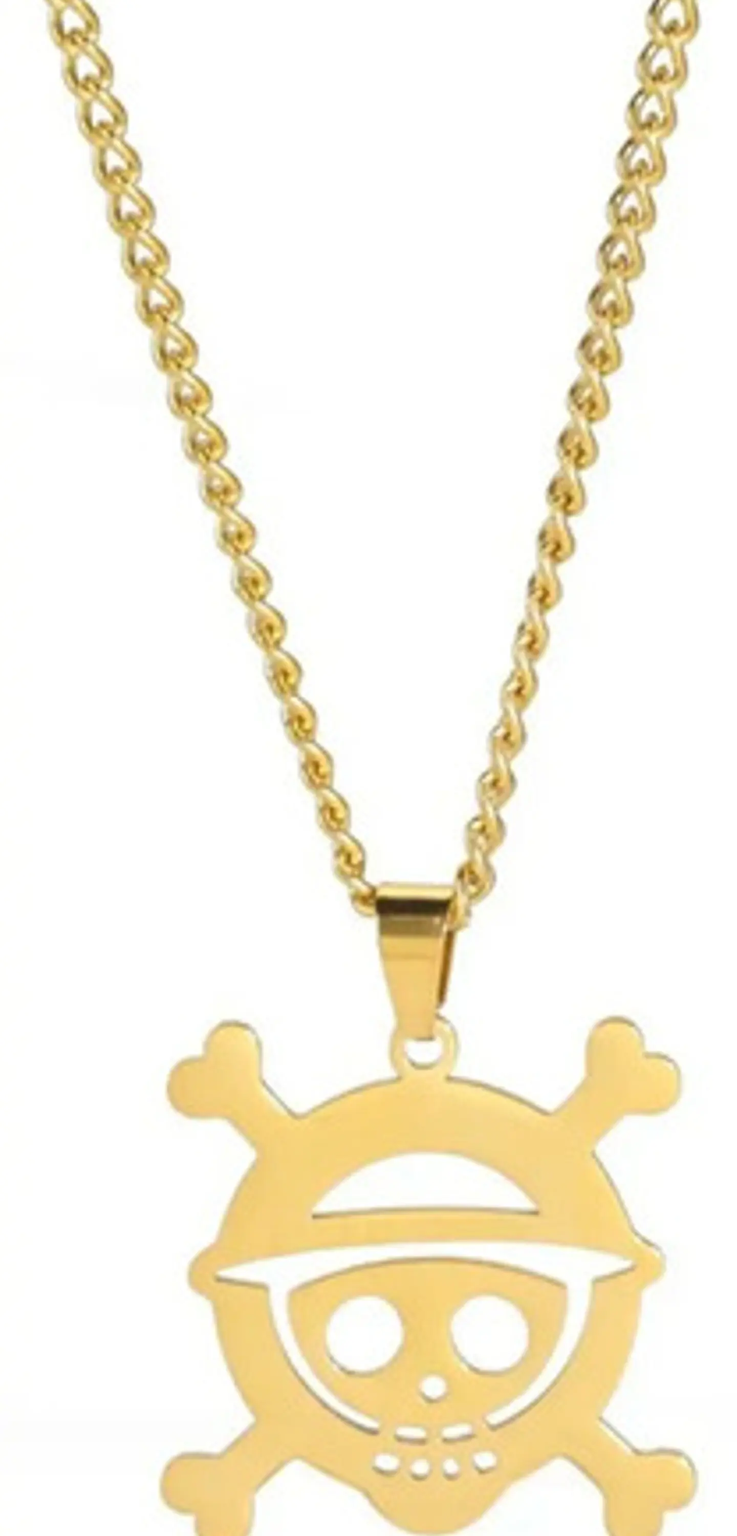 Collar Para Hombre Mujer Con Dije Cráneo One Piece Color Oro 1