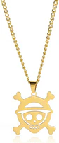 Collar Para Hombre Mujer Con Dije Cráneo One Piece Color Oro - Miniatura 1