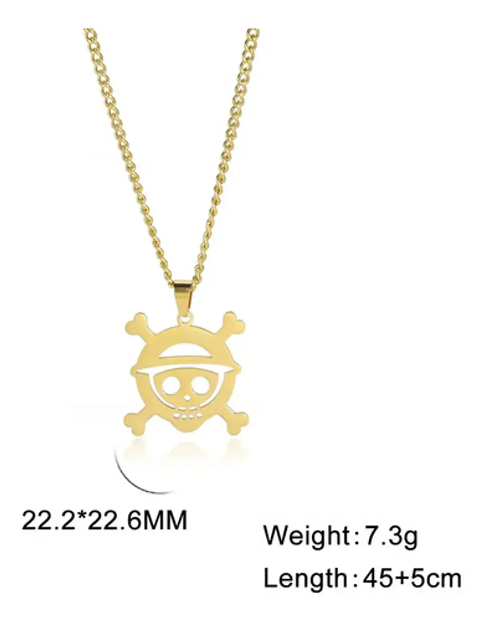 Collar Para Hombre Mujer Con Dije Cráneo One Piece Color Oro 2