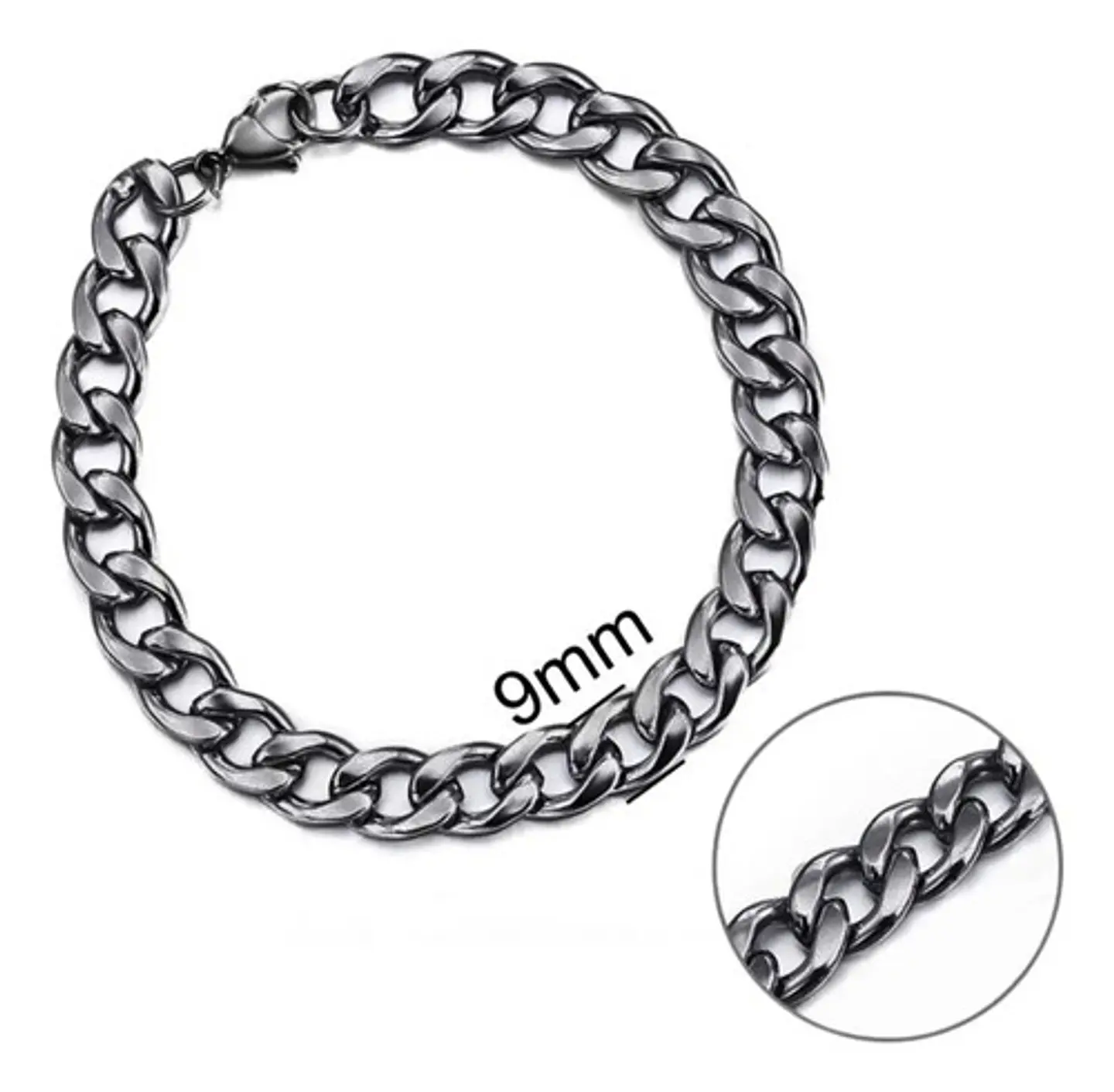 Pulsera Esclava Industrial Para Hombre Tipo Cubana De Acero 2