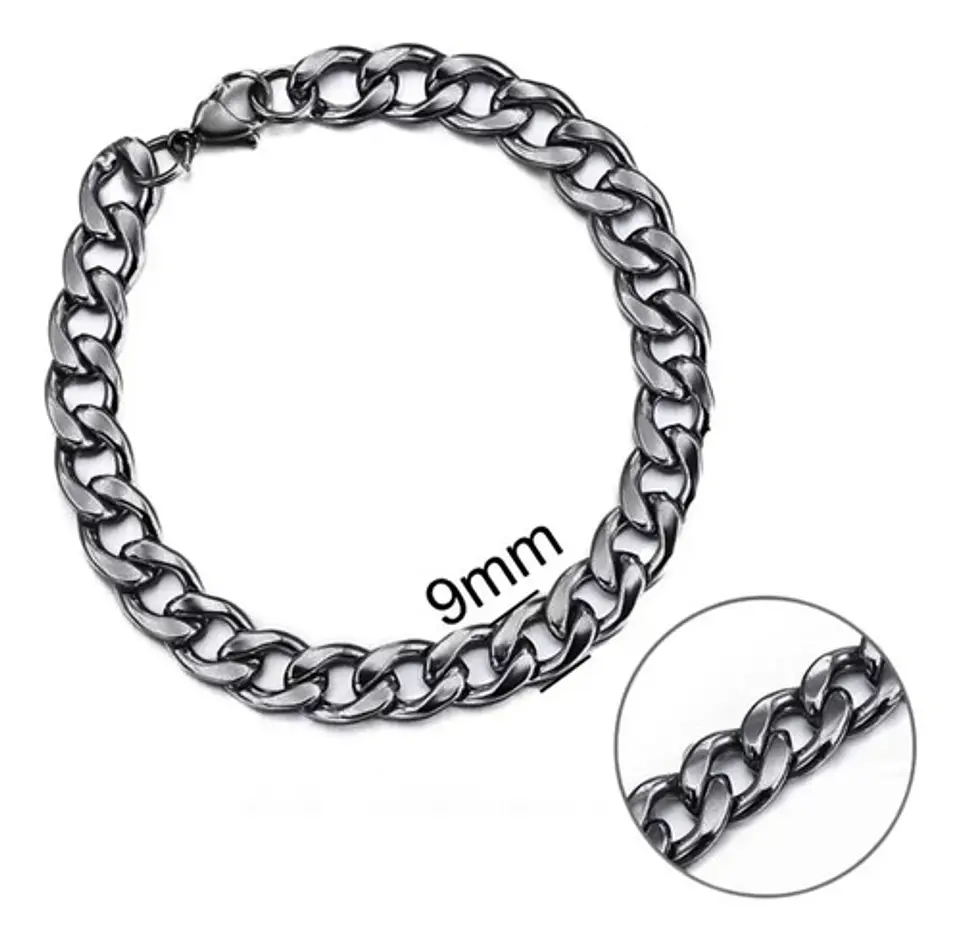 Pulsera Esclava Industrial Para Hombre Tipo Cubana De Acero 2
