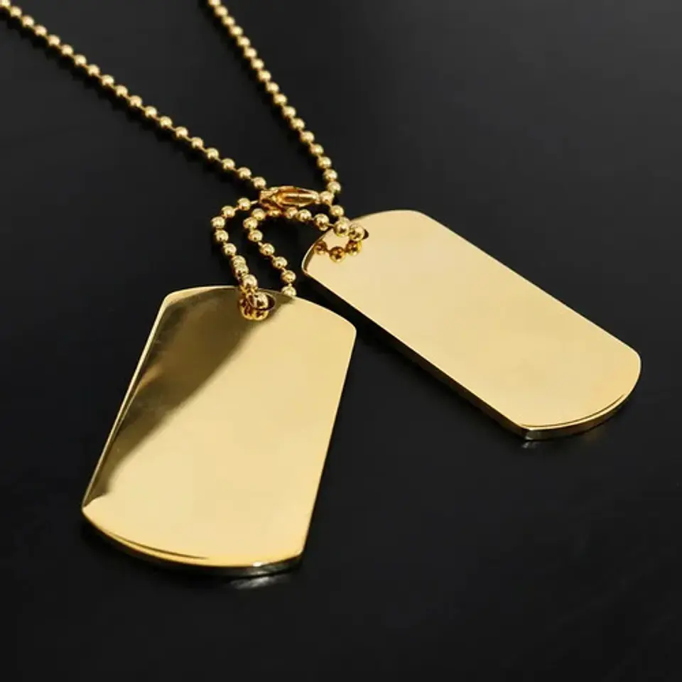 Collar De Acero Para Hombre Dijes Placas Militares Plata 8