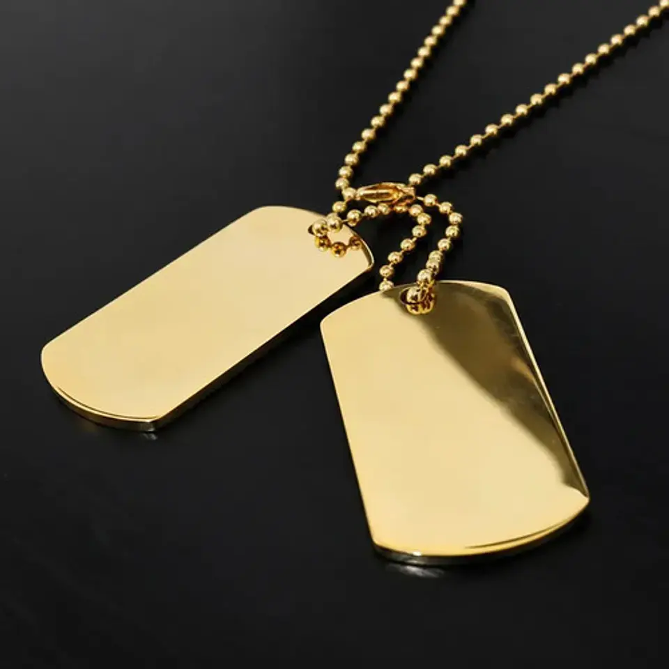 Collar De Acero Para Hombre Dijes Placas Militares Plata 9