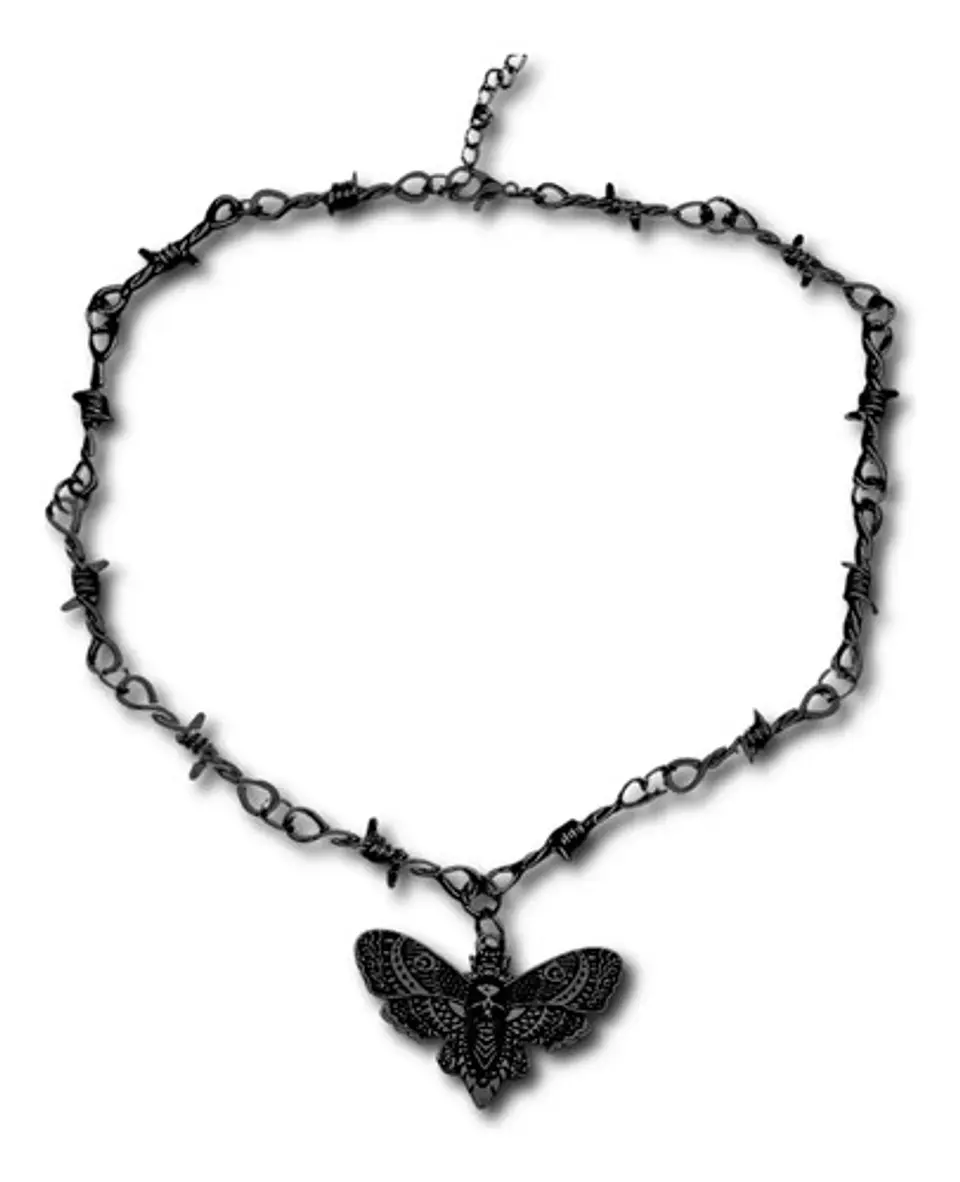 Colla Para Mujer Alambre De Puas Con Dije Polilla Craneo 8