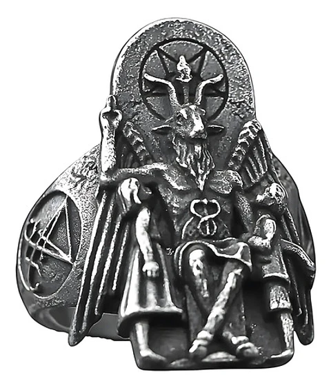Anillo Para Hombre Y Mujer Con Sigil Cabra Lucifer De Acero 