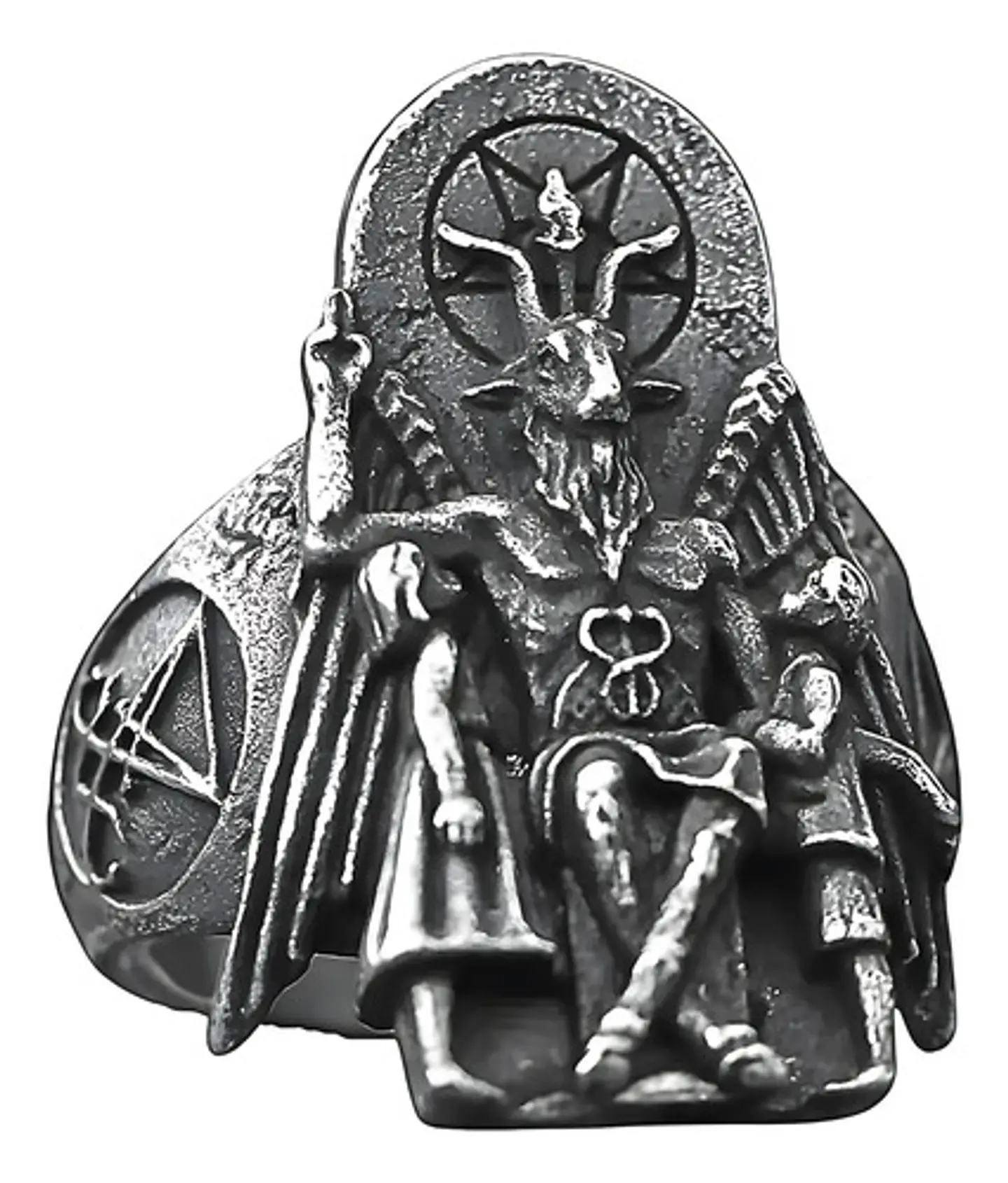 Anillo Para Hombre Y Mujer Con Sigil Cabra Lucifer De Acero  1