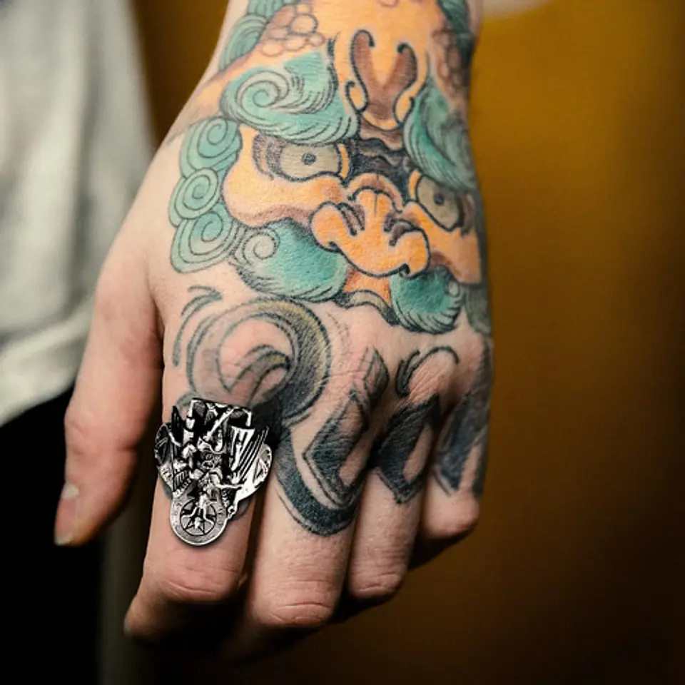 Anillo Para Hombre Y Mujer Con Sigil Cabra Lucifer De Acero  10