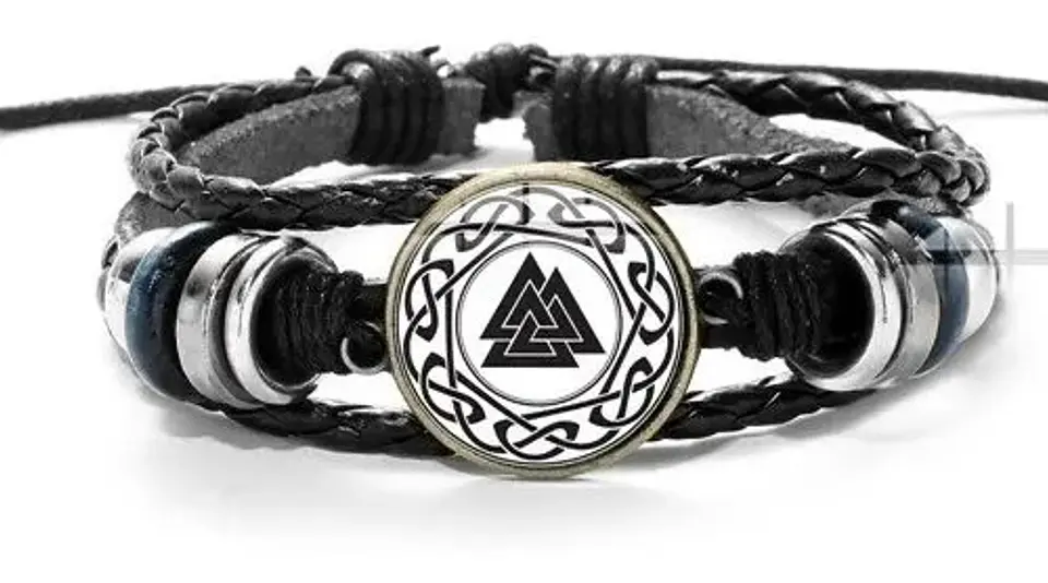Pulsera Para Hombre Manilla Cuero Brújula Vikinga Vegvisir 6