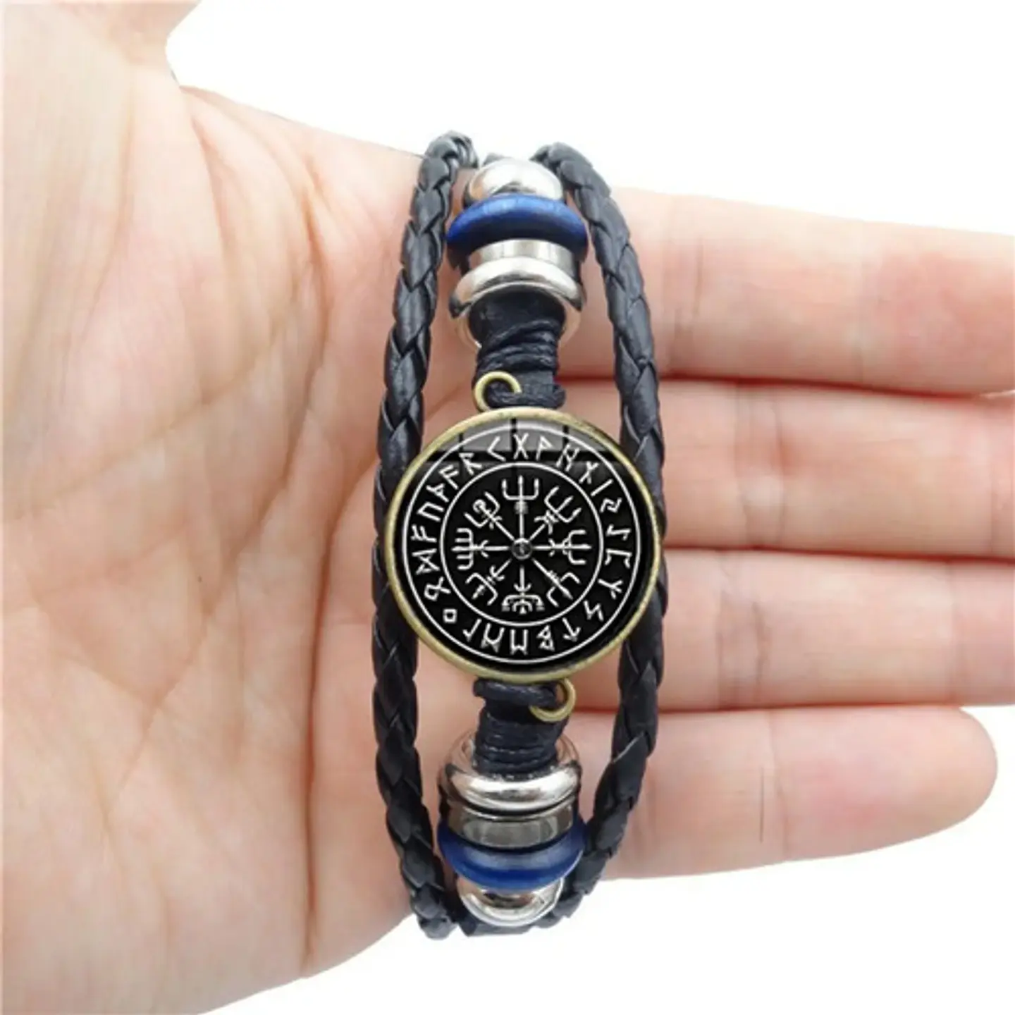Pulsera Para Hombre Manilla Cuero Brújula Vikinga Vegvisir 8