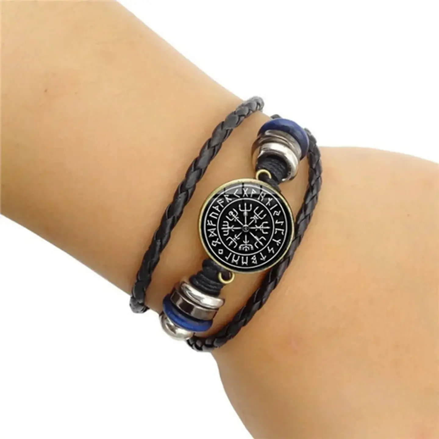 Pulsera Para Hombre Manilla Cuero Brújula Vikinga Vegvisir 9