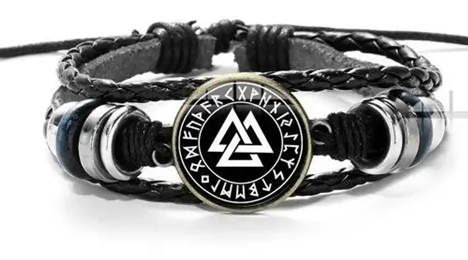 Pulsera Para Hombre Manilla Cuero Brújula Vikinga Vegvisir 18
