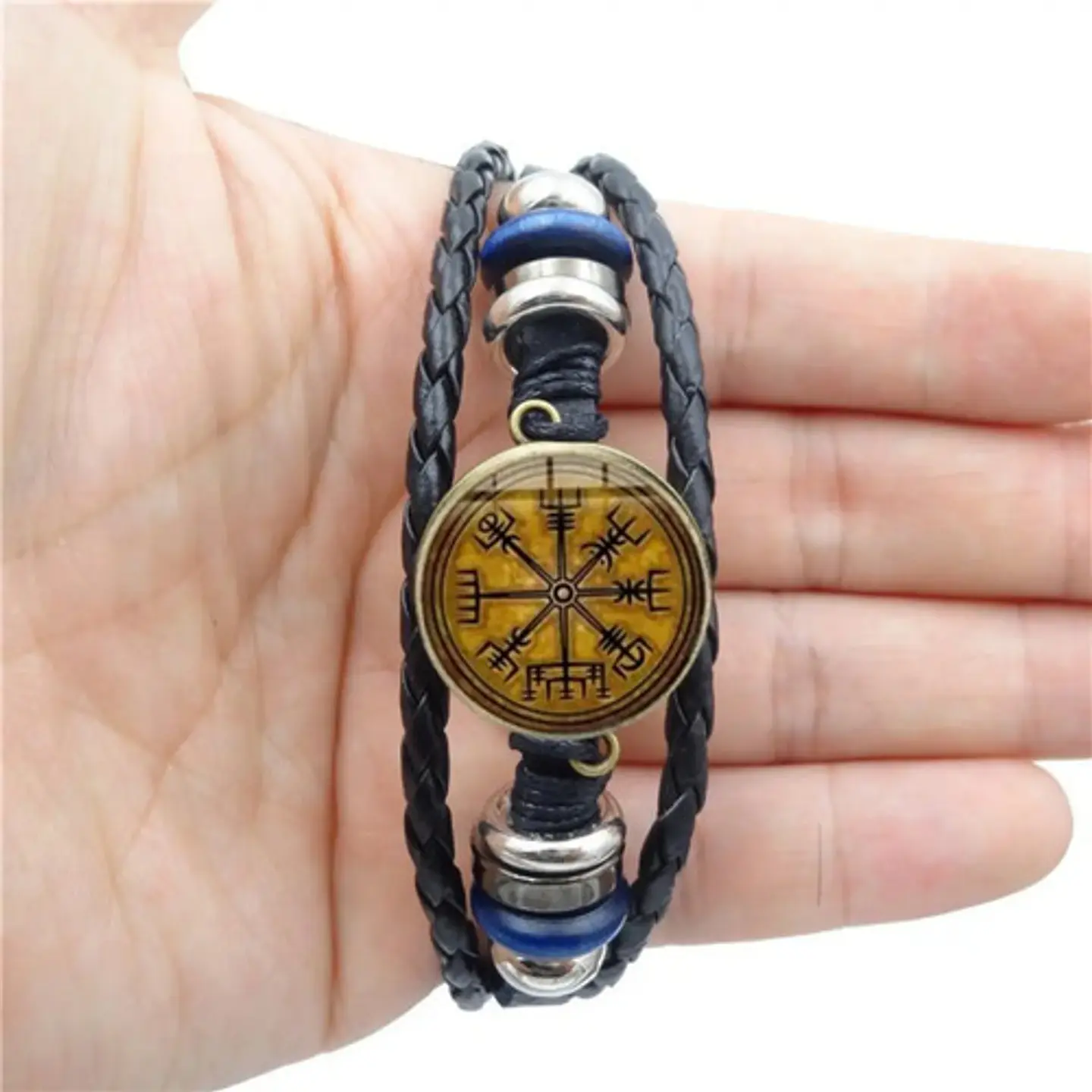Pulsera Para Hombre Manilla Cuero Brújula Vikinga Vegvisir 20