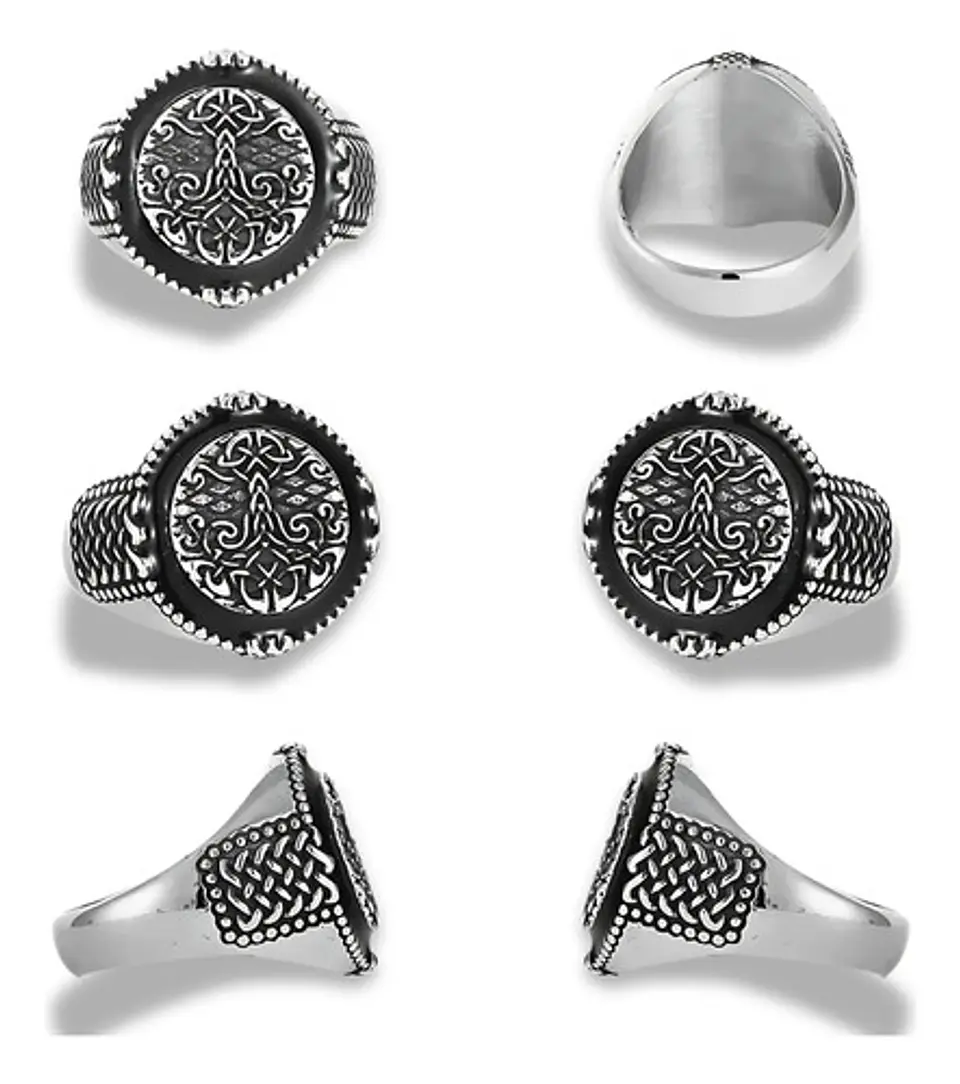 Anillo Para Hombre Mujer Yggdrasil Árbol De La Vida Vikingo 2