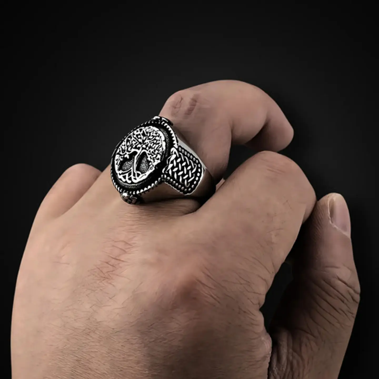 Anillo Para Hombre Mujer Yggdrasil Árbol De La Vida Vikingo 9