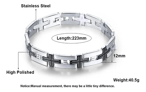 Pulsera Para Hombre De Acero Inoxidable Con Eslabón Cruces