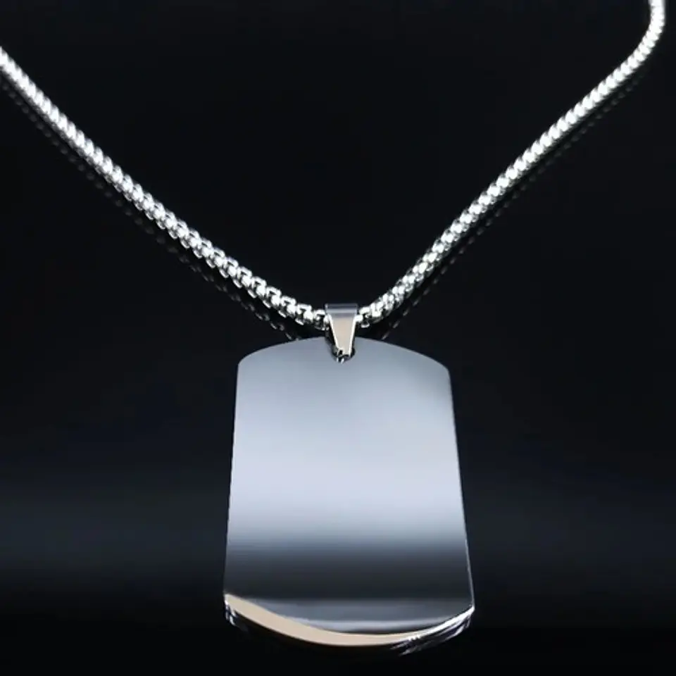 Collar Mujer Con Dije Placa Para Mi Esposa Acero Color Plata 5