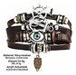 Pulsera Manilla Hombre Y Mujer De Cuero Con Ojo Turco Ancla  - Miniatura 2