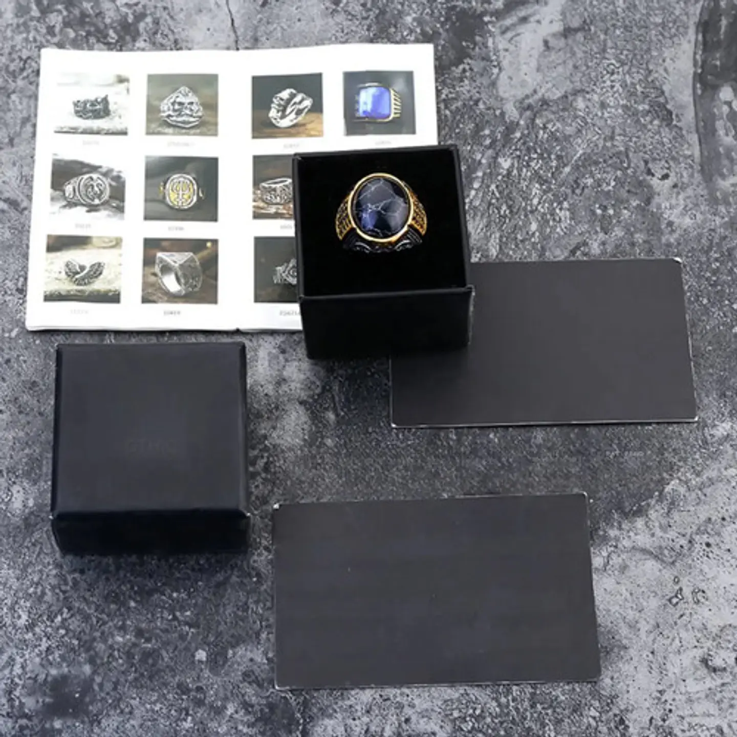 Anillo Gótico Para Hombre Con Piedra Negra Retro Moderno Cz 2