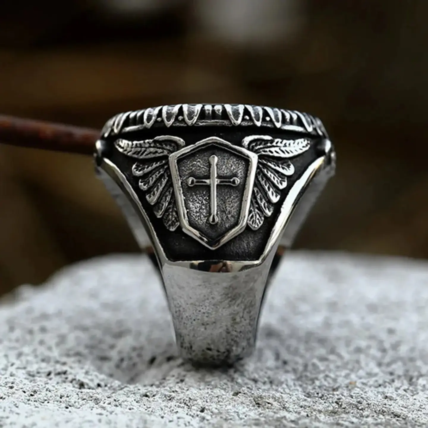 Gran Anillo Para Hombre Amuleto St Michael Arcángel Acero 2