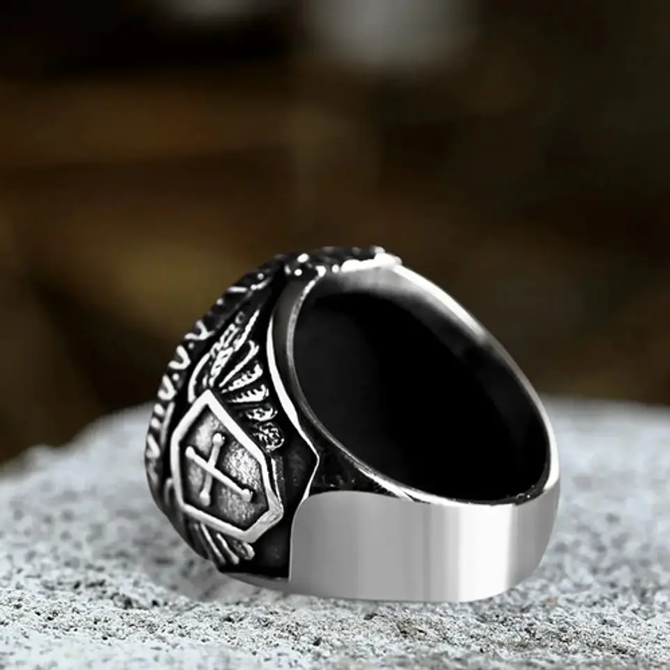 Gran Anillo Para Hombre Amuleto St Michael Arcángel Acero 4