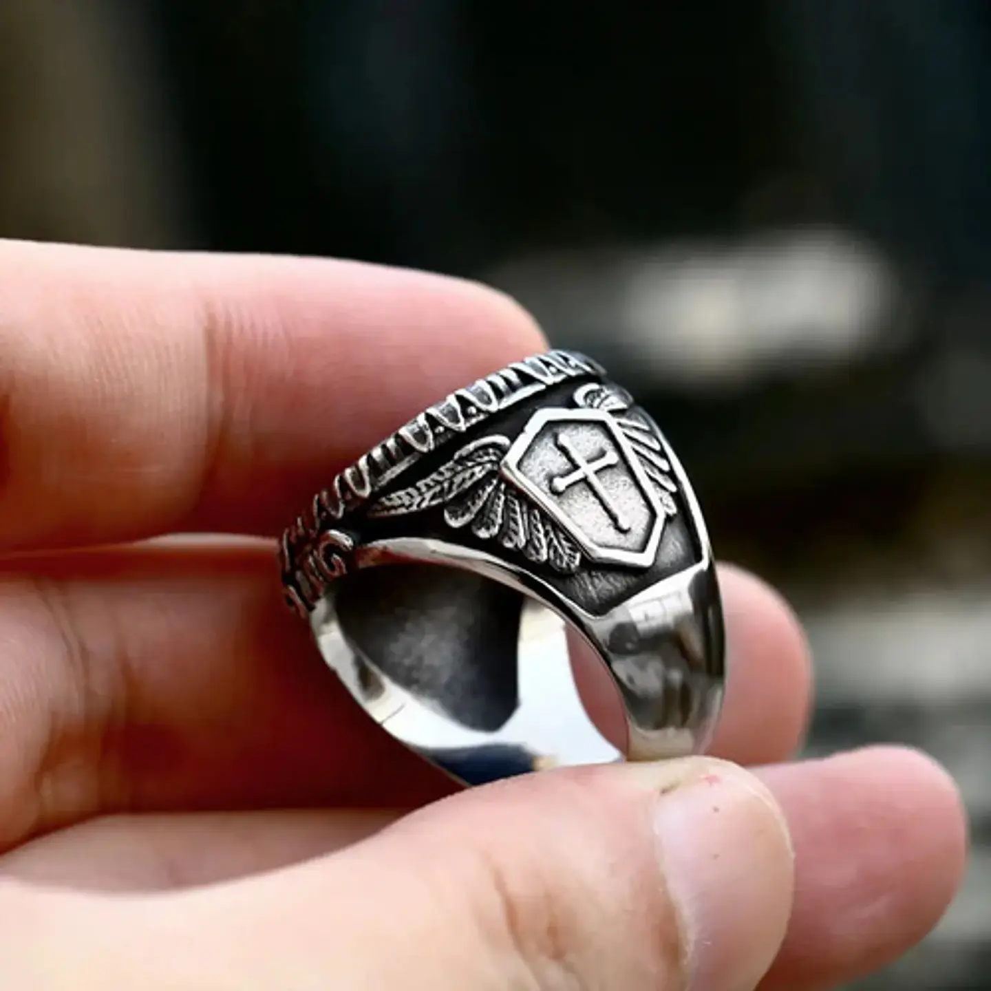 Gran Anillo Para Hombre Amuleto St Michael Arcángel Acero 6