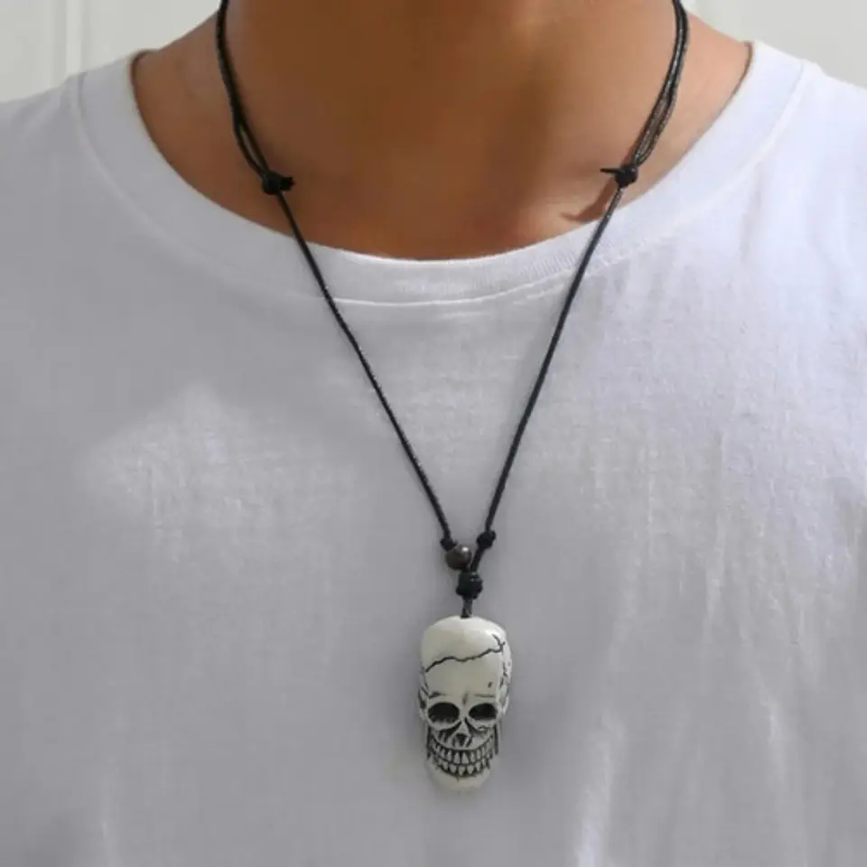 Collar Para Hombre Y Mujer Con Dije Cráneo Calavera Resina 23