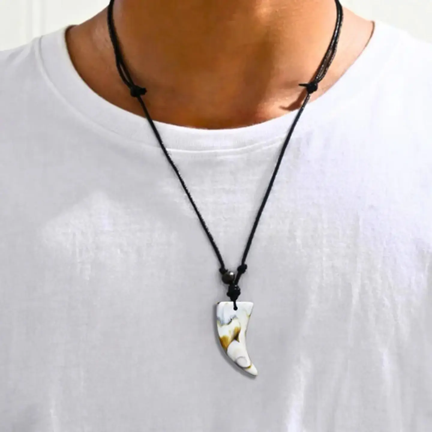 Collar Ajustable Para Hombre Mujer Con Colgante Gran Diente Negro 5