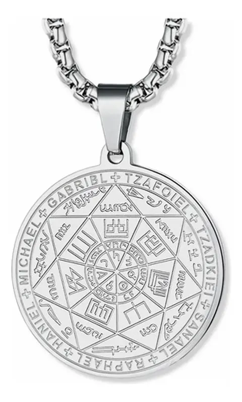 Collar Para Hombre Y Mujer Con Dije 7 Arcangeles Color Plata